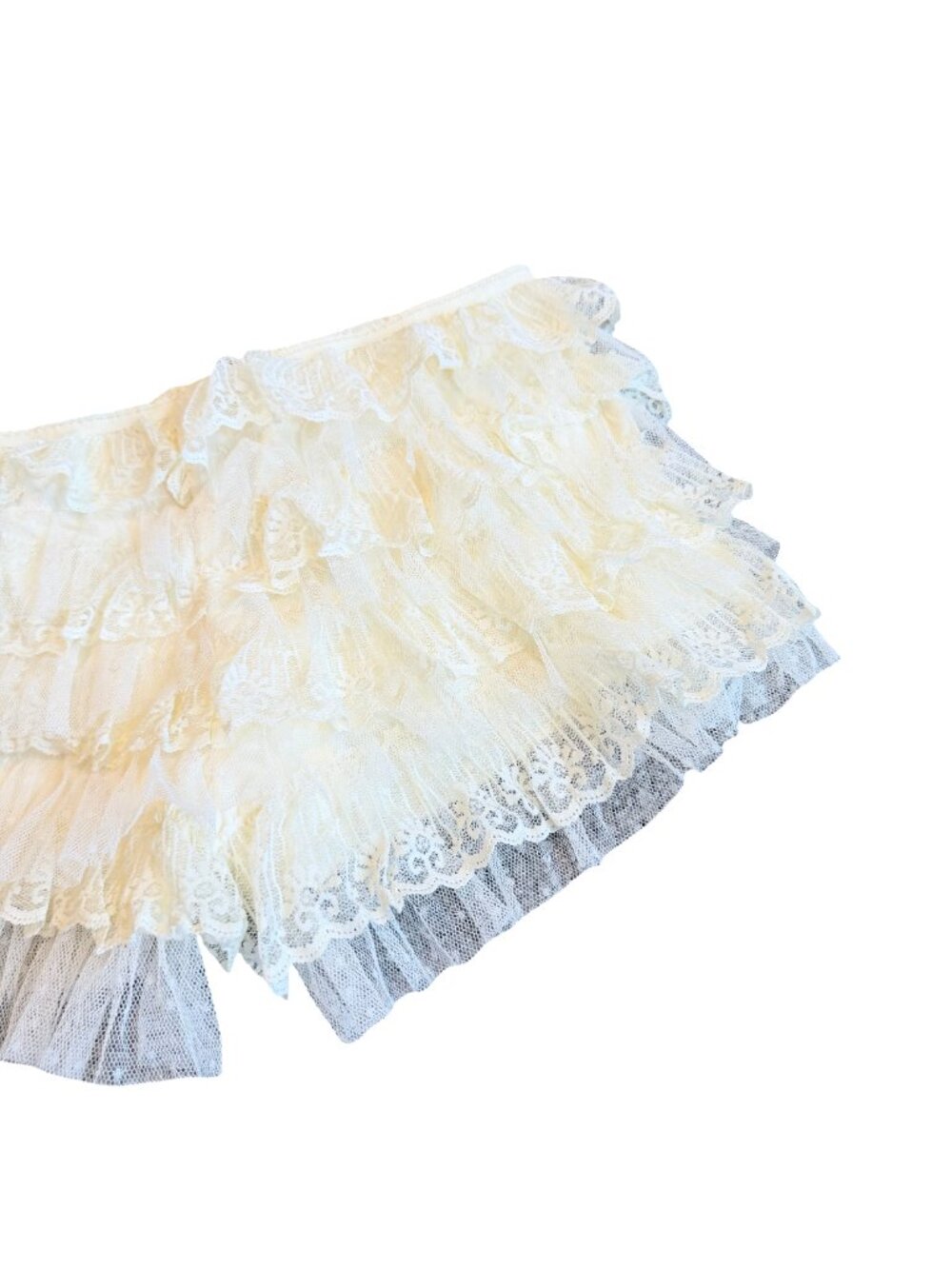 Jaded London Tiered Ruffle Lace Shorts Ivory Sheer Size Small Women's NWT - Picture 11 of 14